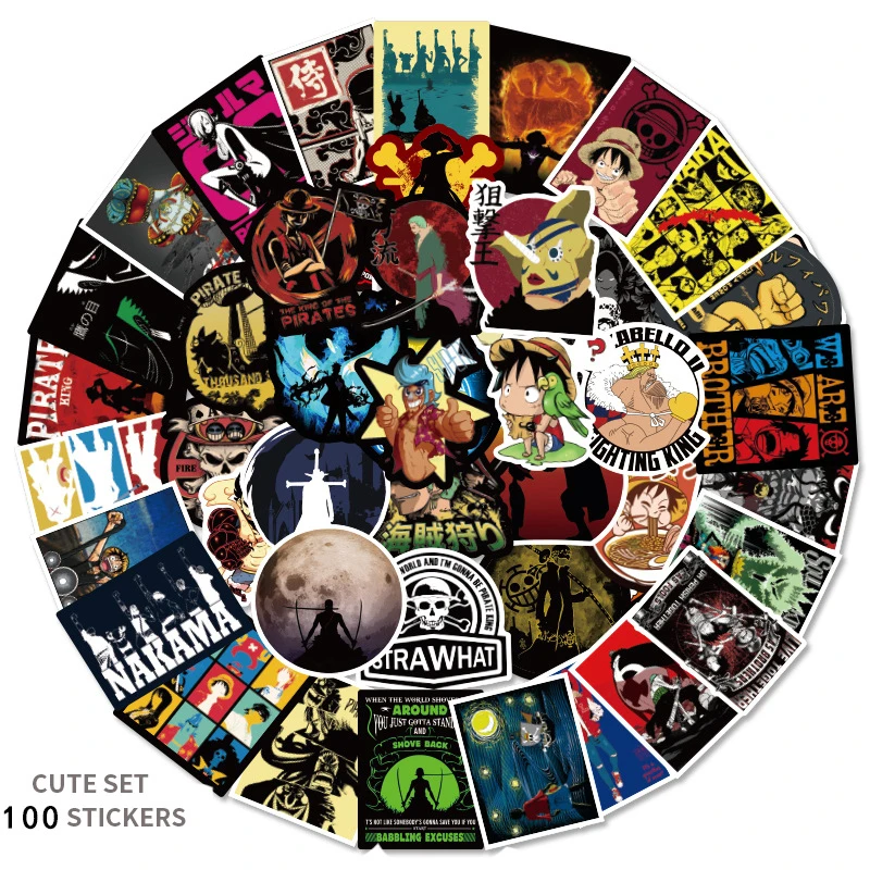 100 шт. Классические Цельные Японские Аниме наклейки для переводки на скейтборд