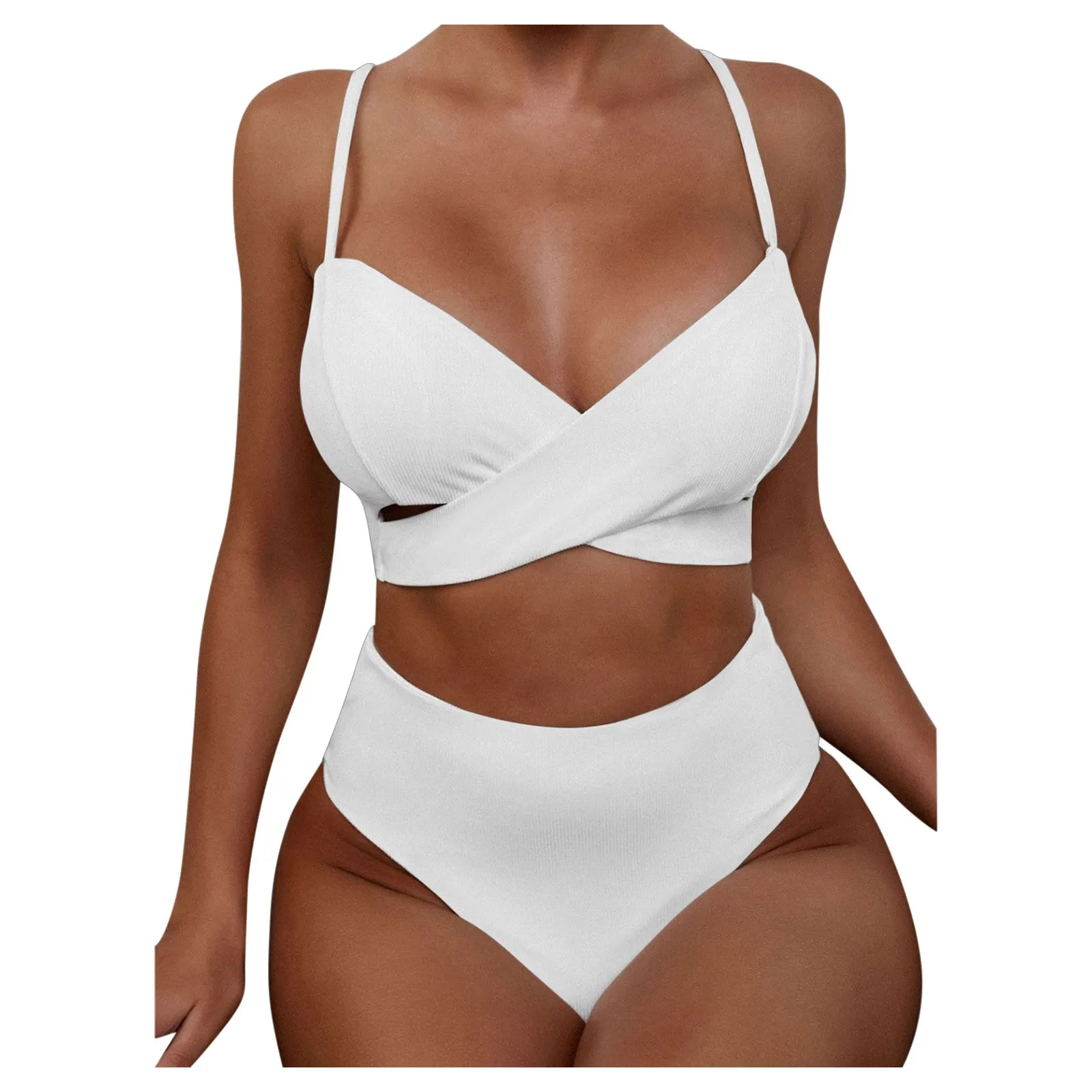 

high quality fabric Bikini Set padded push-up bra Cross Design High waist Swimsuit Women Solid Color Push Up Bathing Swimwear