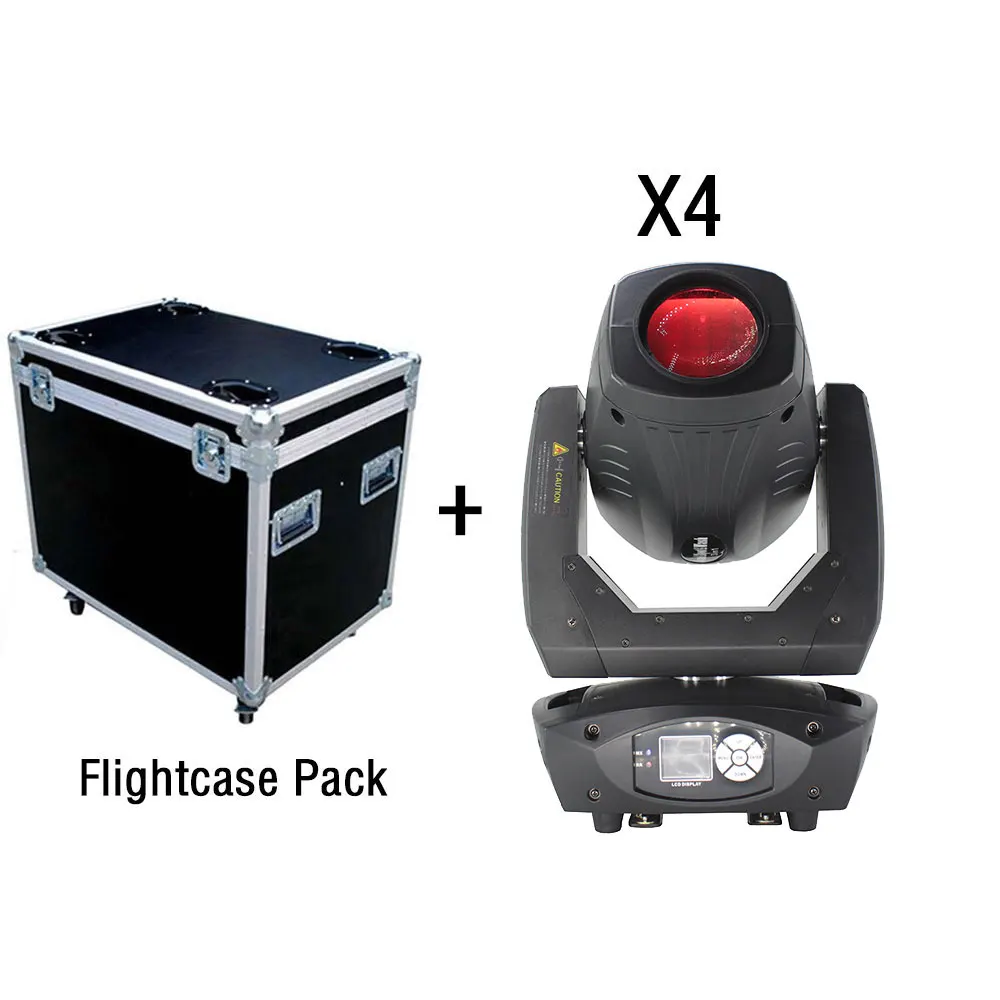 Flightcase Pack 4 шт./партия Zoom Moving Head 200 Вт электронные пятна 3в1 сценическое освещение DMX512 Радужный эффект для DJ Дискотека, ночной клуб свадебный свет - Цвет: Flightcase Pack