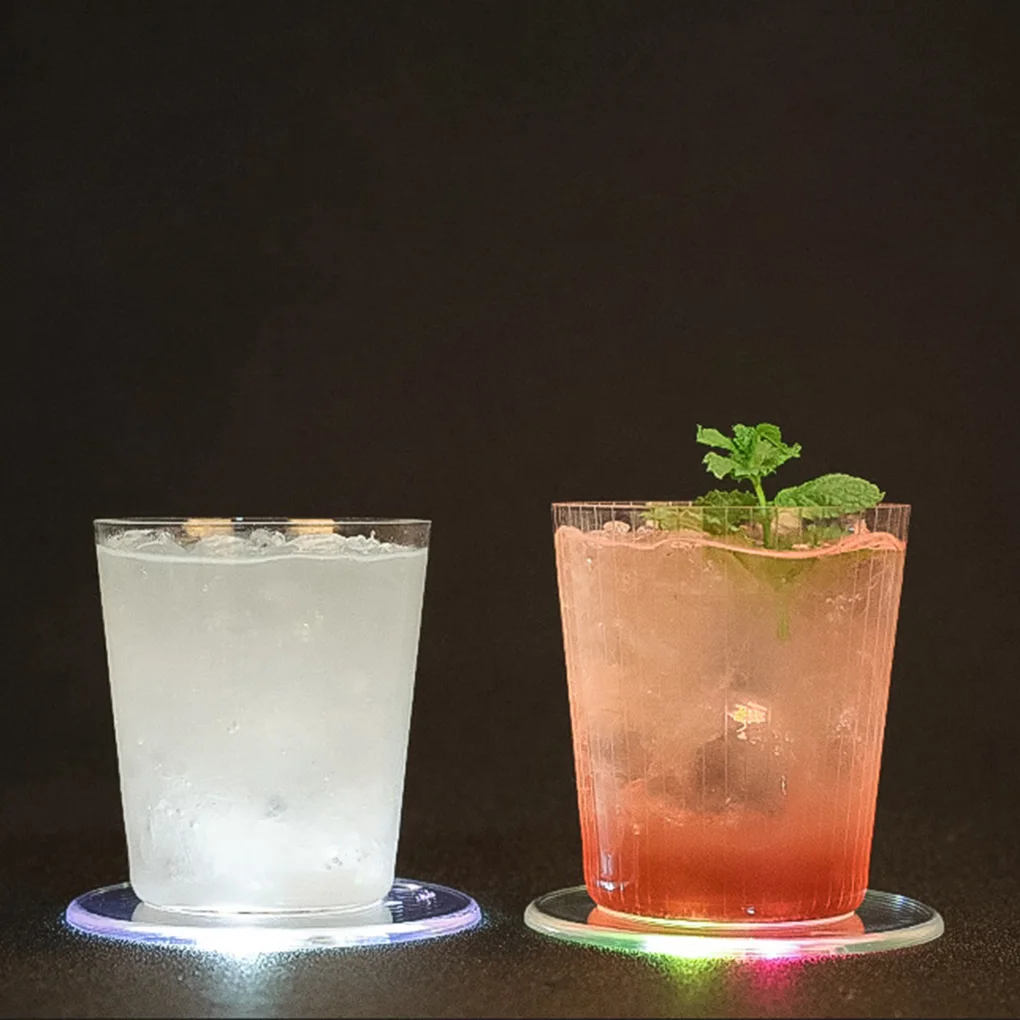 Круглый акриловый светодиодный светильник подстаканник для коктейлей коврик