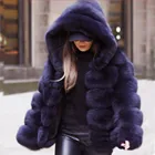 Женское зимнее меховое пальто S-4XL, модное высококачественное пальто из искусственного меха с капюшоном, элегантная плотная теплая верхняя одежда, плюшевая куртка из искусственного меха, пальто