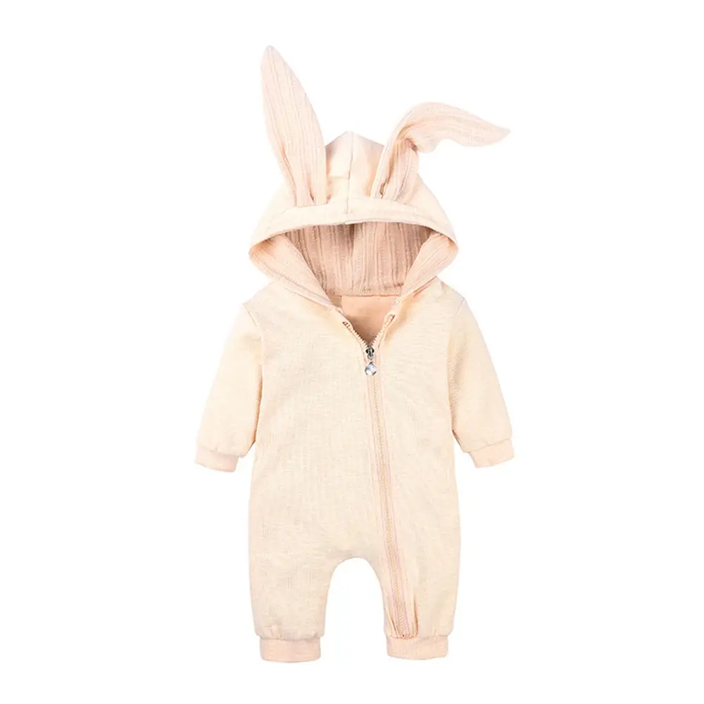 

Newborn Baby Boys Girls Cute Rabbit Design Jumpsuit Hooded New Winter Warm Cotton Casual Autumn Zipper Romper Infant Clothing
