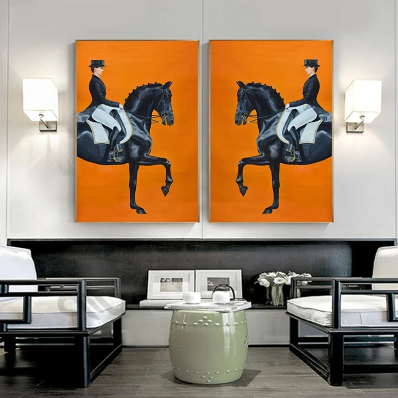 

Modern Knight Horse Riding Canvas Painting on The Wall Art Posters and Print Nordic Art Wall Pictures for Living Room Decor