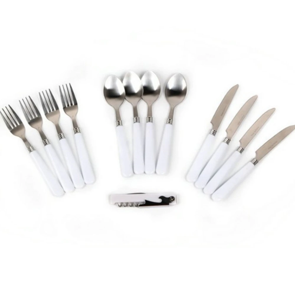 

Outdoor Picnic Camping Tableware Fork Spoon Knife Bottle Opener Stainless Steel Foldable Pocket Tableware Set Hike Kitchen Tools