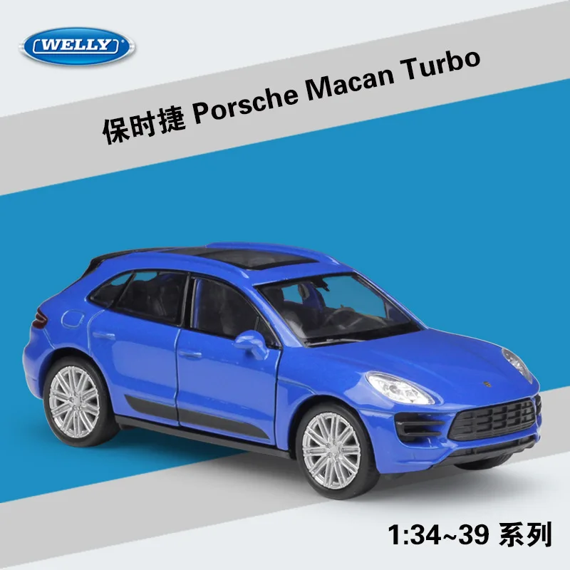 Металлическая Модель автомобиля Welly 1:36 Игрушечная модель для Porsche Macan Turbo SVU из
