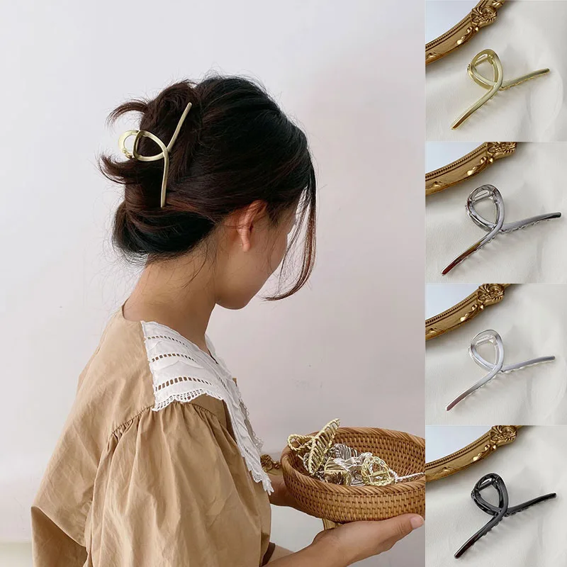 

Metal Hair Claws Hollow Out Headwear Alloy Cross Barrettes Face Washing Makeup Hair Styling Tools Women Retro Hair Accessories