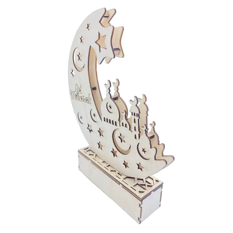 

Wooden Moon LED Light Eid Mubarak Ramadan DIY Muslim Islamic Eid Decor H3CF