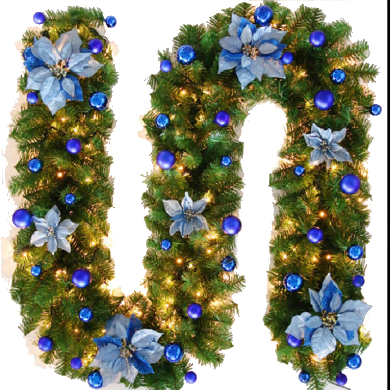 

9ft Christmas Garland Xmas Imperial Pine Fireplace Wreath Ornaments With/Without LED Lights PAK55