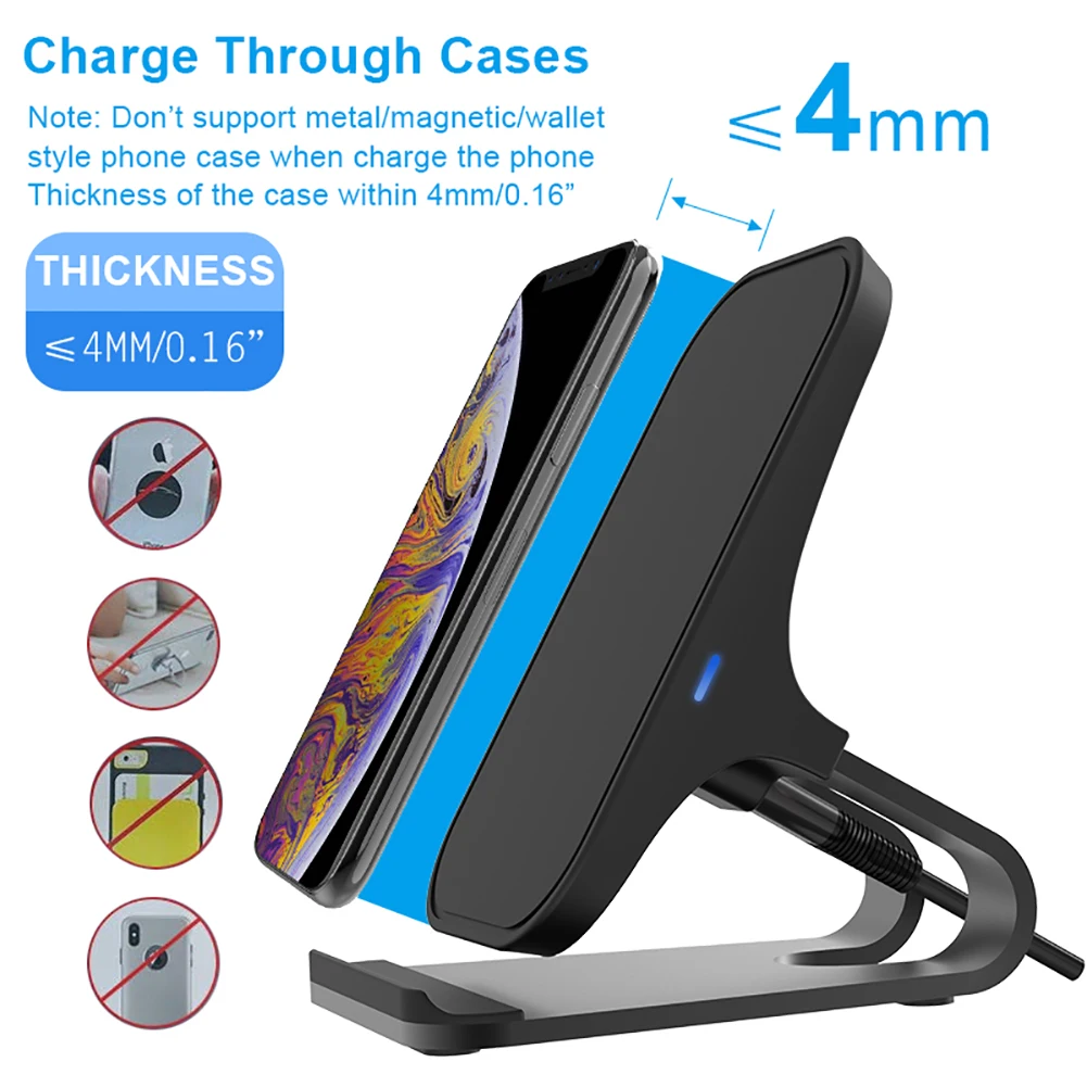 Qi Беспроводной Зарядное устройство быстрой зарядки стенд 7 5 W для iPhone XR/XS/Max/XS/X/8/8