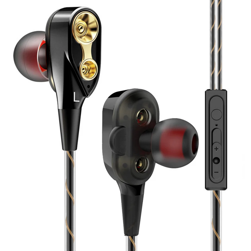 

Dual Driver Earphones Stereo Bass In-Ear Earbuds Game Music Headphones LHB99