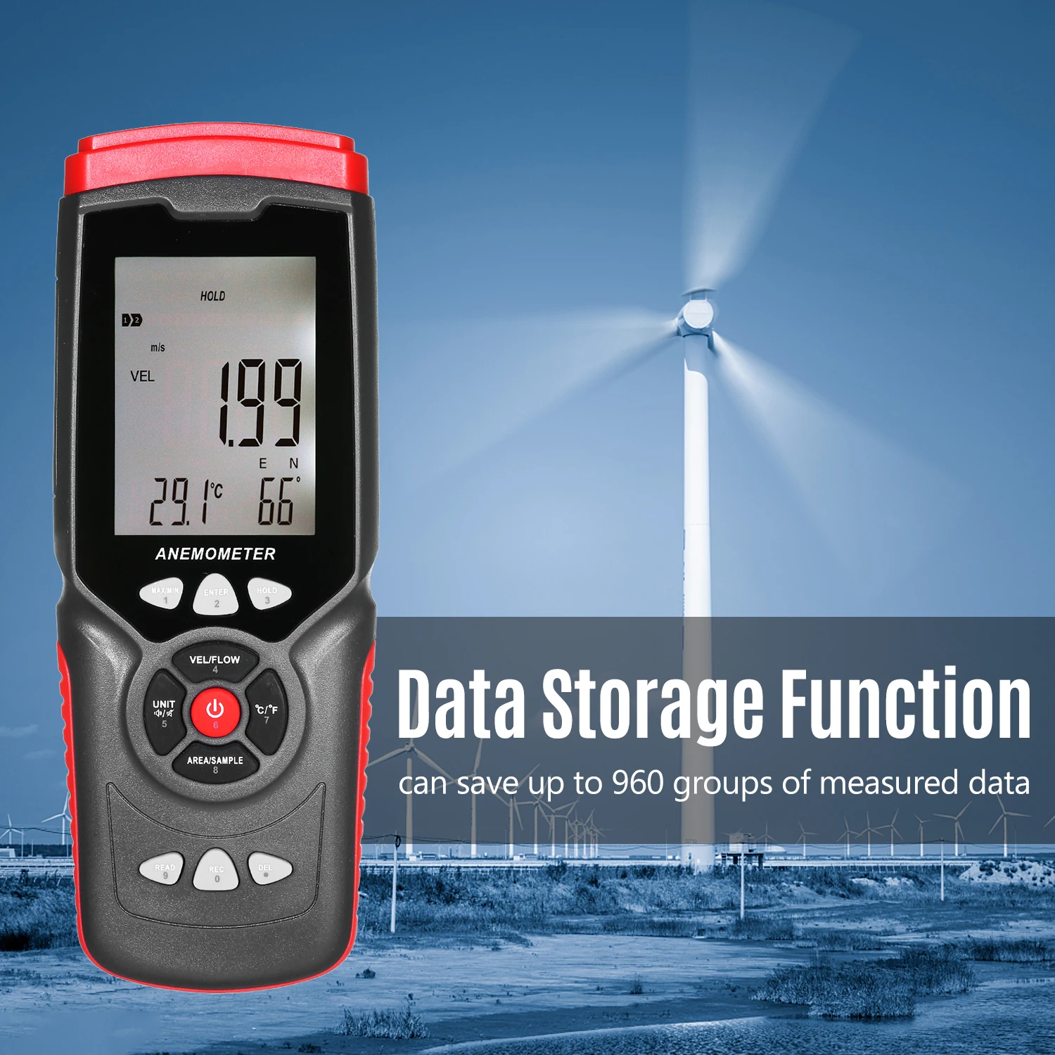 Портативный цифровой анемометр профессиональный многофункциональный анемограф