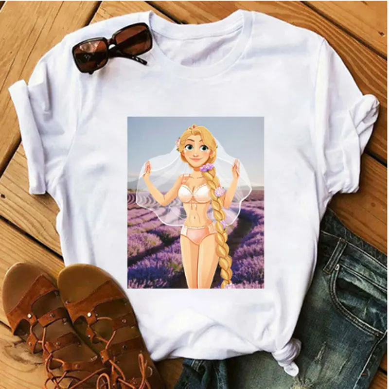 Lovers Vogue Princess Kawaii Harajuku T Shirt Women Cute Anime T-shirt Funny Cartoon Graphic Tshirt 90s Fashion Top Tees Female | Женская