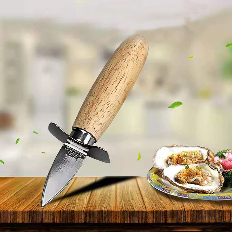 

Seafood scallop pry knife with wooden handle Oyster knives Sharp-edged Shucker