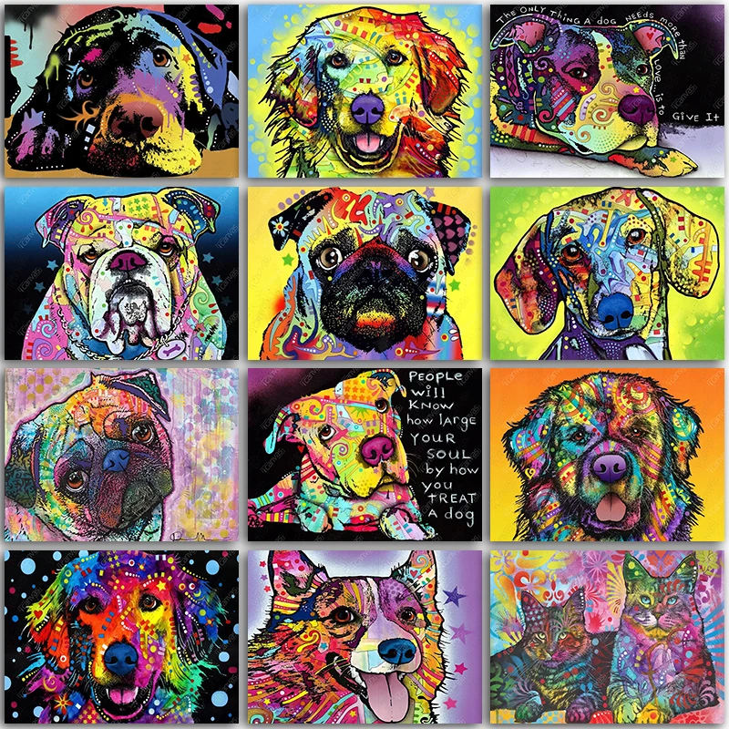 

Набор для алмазной живописи 5D «сделай сам», алмазная вышивка с изображением собак, бульдогов, круглых и квадратных страз, мозаика для домашн...