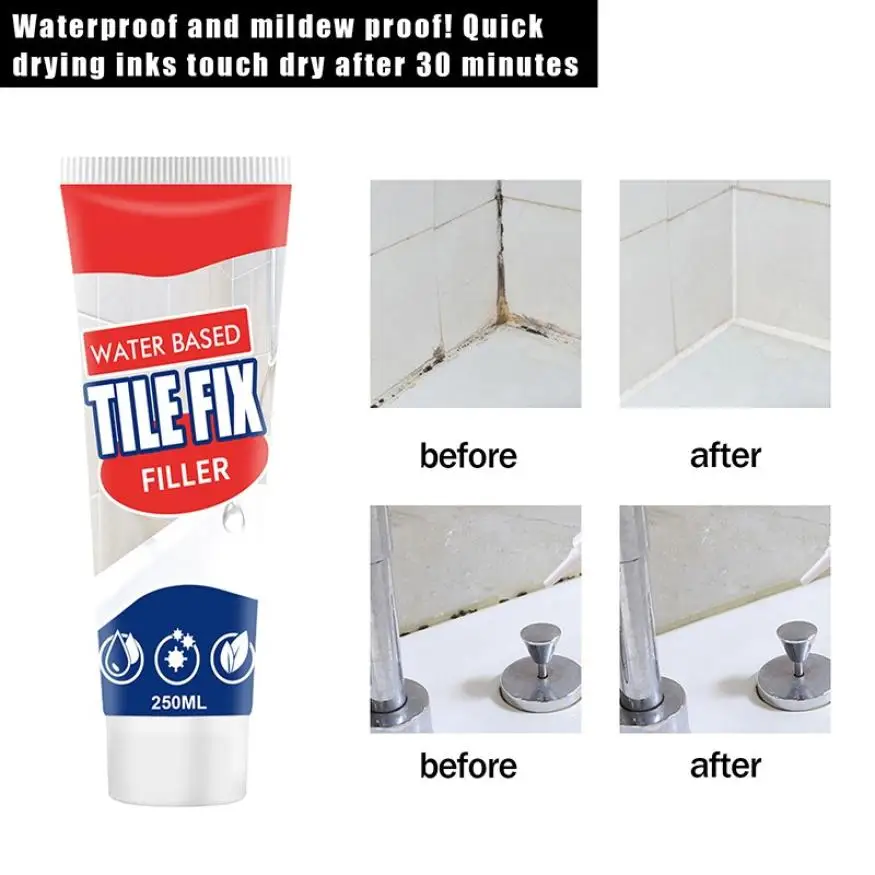 

Water-based beautifying agent for bathroom waterproof and mildew-proof floor gap mending pen and tile beautifying agent