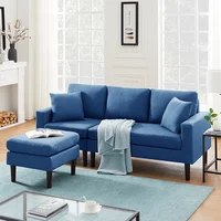 Modern Nordic Style Sectional Sofa Bed Living Room Velvet Left Hand Facing Microfiber Solid Color Black