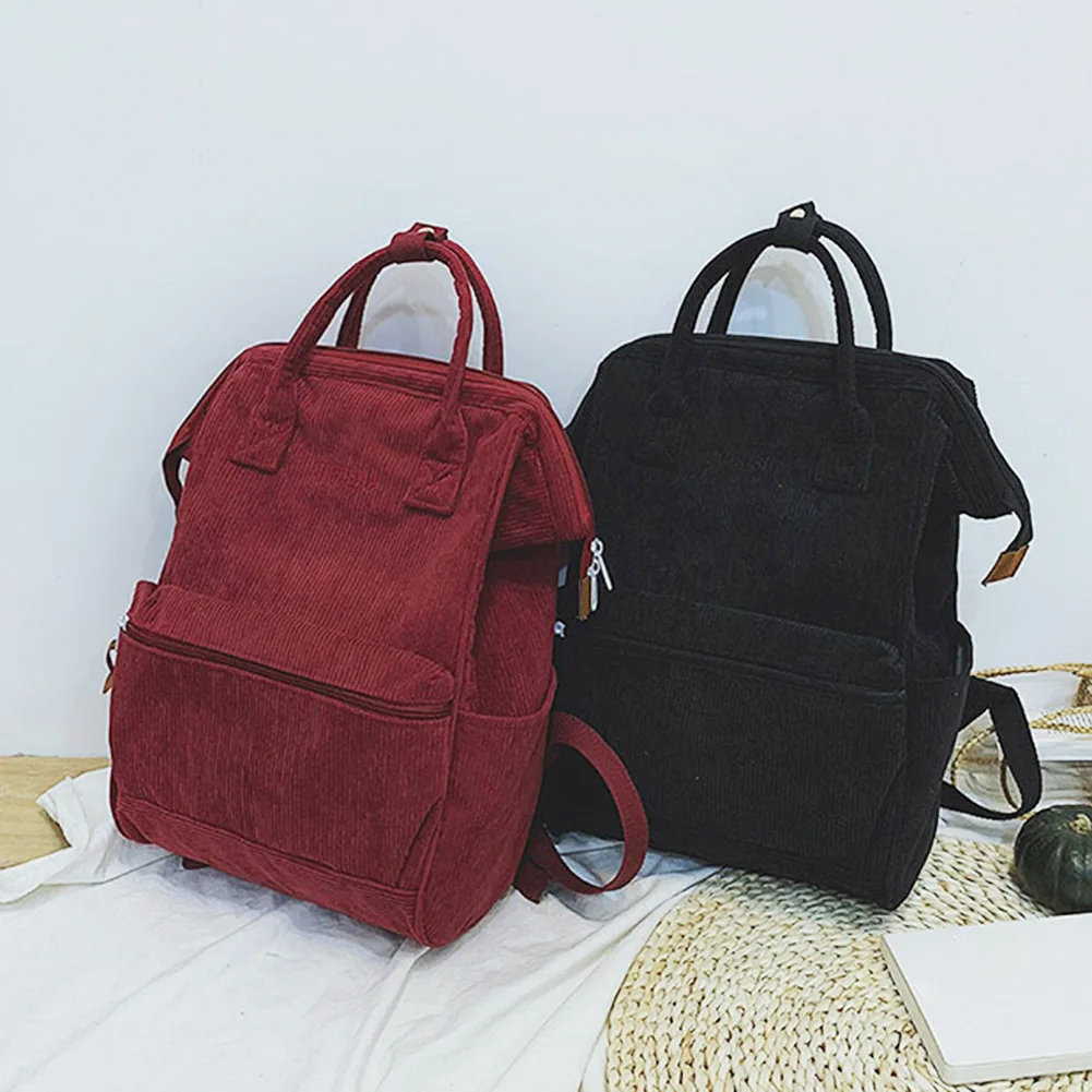 Вельветовые рюкзаки для женщин Mochila модные зимние повседневные стильные Женские однотонные рюкзаки для девочек-подростков Прямая поставка