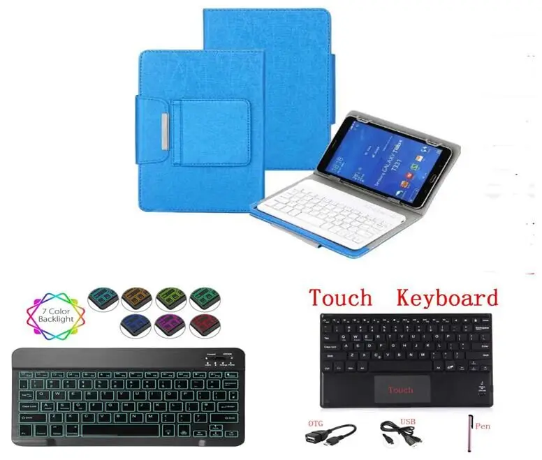 Tablet Cover For For Samsung Galaxy Tab A A6 With S Pen 10.1 2016 SM-P580 P585 P580 Touchpad Bluetooth Light Keyboard Case + pen