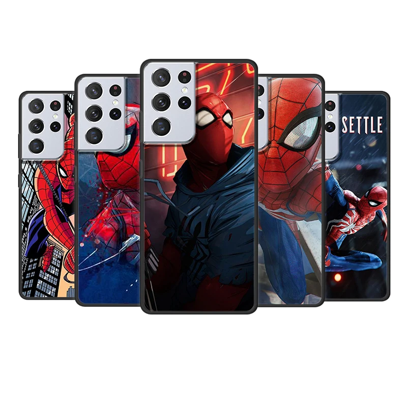 

Marvel SpiderMan Avengers for Samsung Galaxy S21 S20 FE Ultra Plus S10 S9 S8 S7 S6 Edge 5G Silicone Black Soft Phone Case