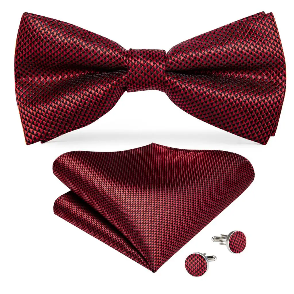 Красный однотонный Шелковый галстук бабочка для мужчин классический свадебный