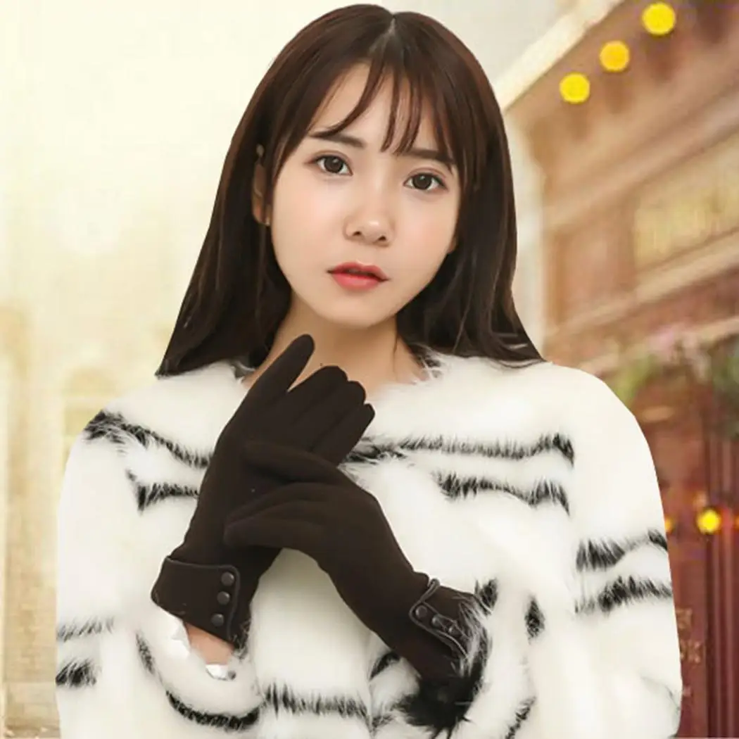 Модные элегантные женские бархатные перчатки с сенсорным экраном зимние теплые