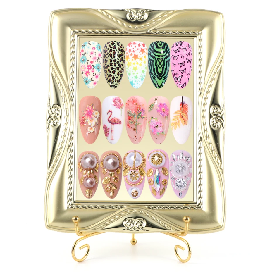 Золотая подставка для образцов ногтей 1 шт. цветная Таблица нанесения лака рамка