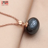 shenjiang fashion imitation big bread pearl pendant rose gold necklace for women girl 2021 vintage wedding party jewelry gift