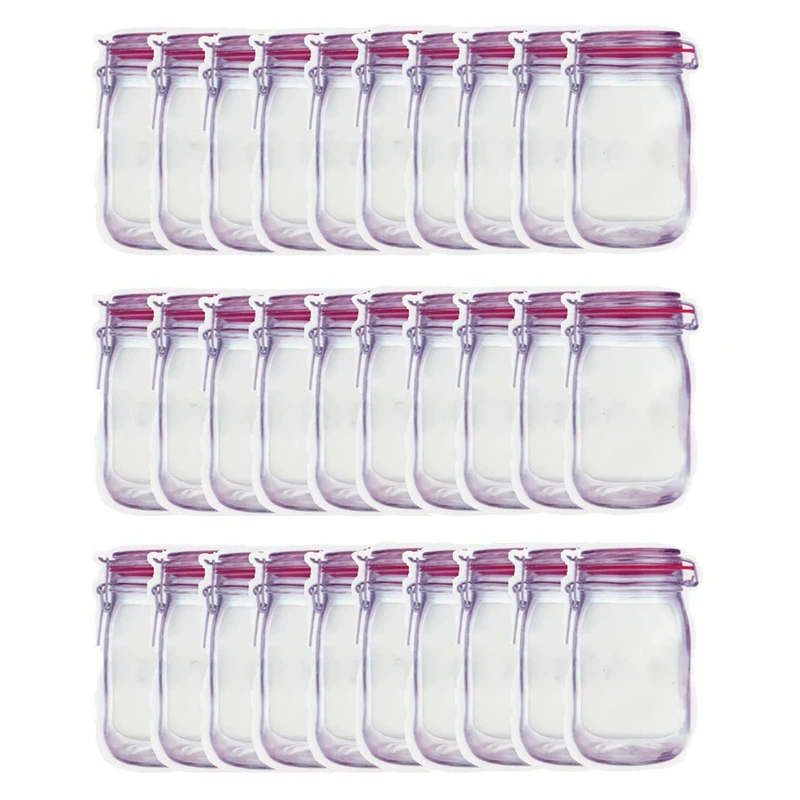 

30 Pieces / Set 19.5 x 13.7CM Portable Household Mason Jar Lock Bag Food Biscuit Candy Sealed Storage Bag