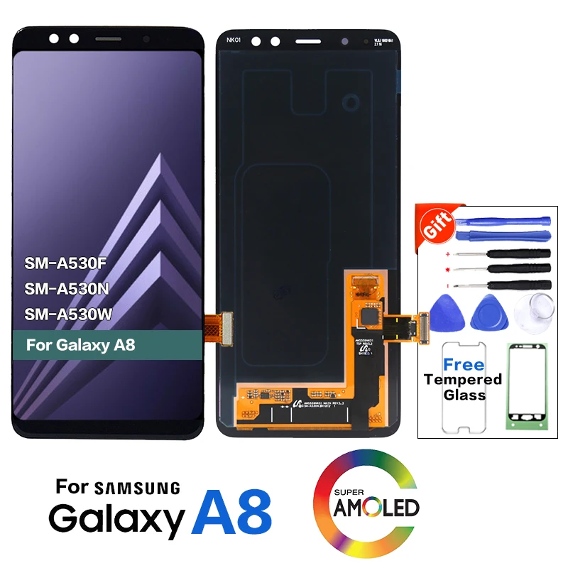 Оригинальный amoled ЖК дисплей для Samsung Galaxy A8 2018 A530 A530F A530DS A530N дигитайзер сенсорного