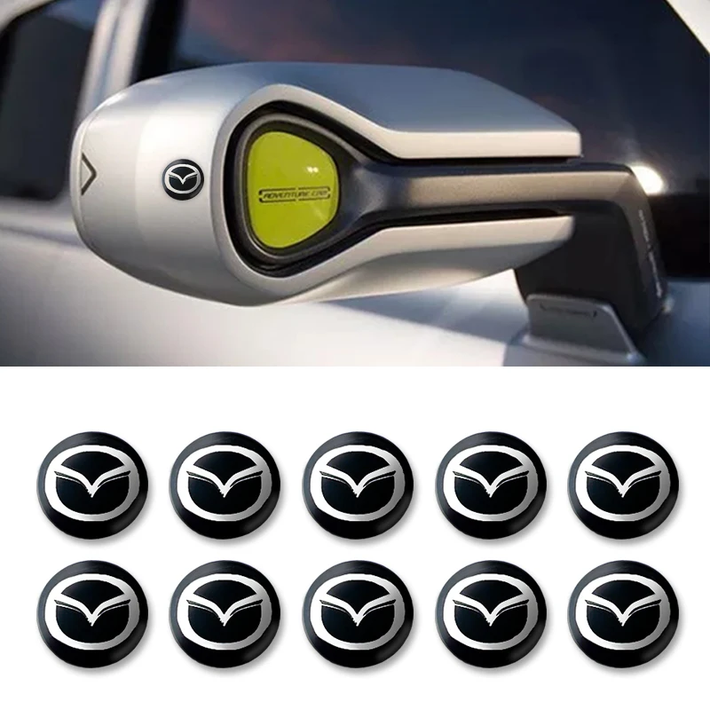 

10pcs 14mm Car Key Sticker Random Stickers Logo Decals for Mazdas 5 6 323 626 RX8 7 MX3 MX5 Atenza Axela Car Accessories