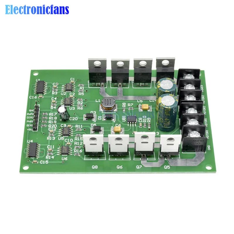 

Плата модуля драйвера двухмоторного двигателя IRF3205, H-мост, DC, MOSFET IRF3205, 3-36 в, 10 А, Peak30A, плата драйвера двигателя постоянного тока с функцией то...