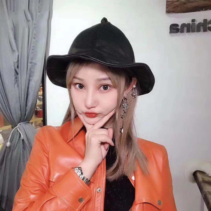 

Берет женский из натуральной кожи, головные уборы для вечеринки