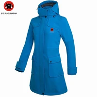 winter women soft shell windproof fleece warm jacket long coat hiking skiing waterproof outdoor women breathable anti uv jacket