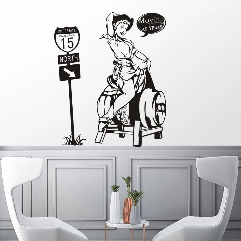

Beer Pub Bar Sticker Bar Restaurant Decal Poster Vinyl Art Wall Decals Pegatina Decor Mural Beer Girl Wall Decal