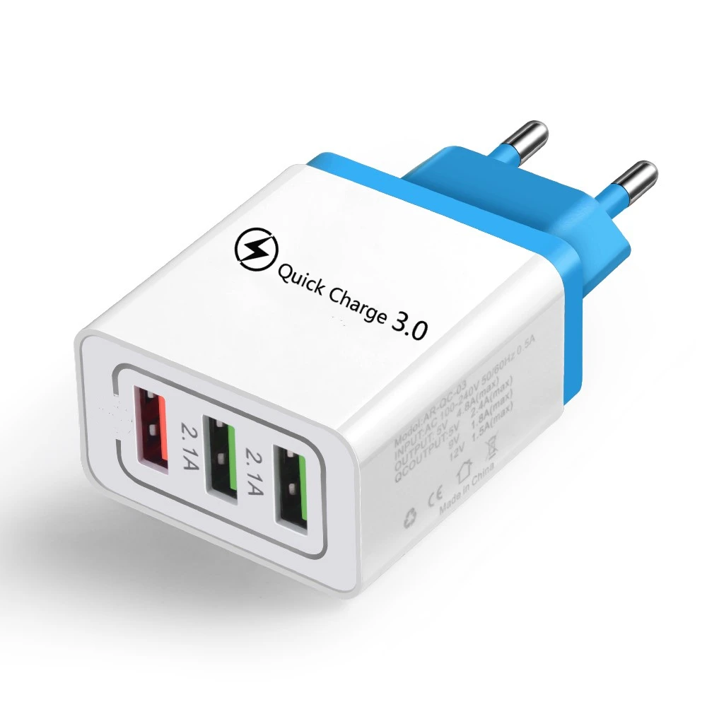 Быстрая зарядка 3,0 USB зарядное устройство QC3.0 QC Быстрая зарядка USB зарядное устройство для телефона s для Xiaomi Mi Note 10 iPhone 11 Pro зарядное устройство для мобильного телефона - Тип штекера: Blue