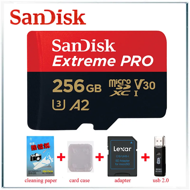 Sandisk Экстрим pro micro sd карта 256 ГБ tf карта памяти cartao de memoria tarjeta microsd 32 Гб tf карты gopro - Емкость: 256GB Free Gift A