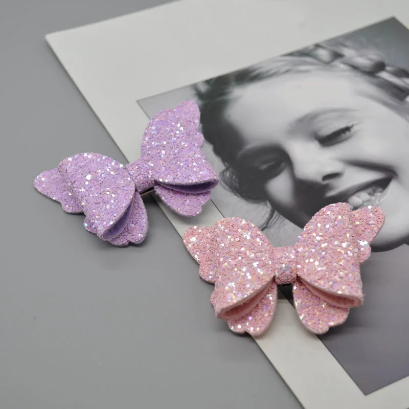 Пастельные блестки бабочка банты для волос девочек крокодил клип модные