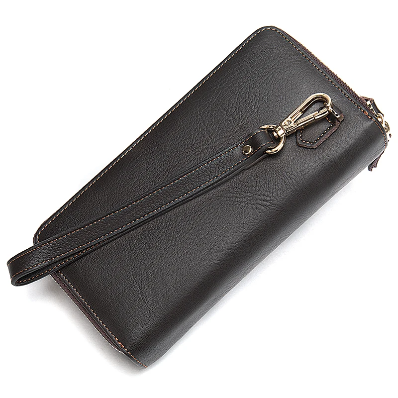 WESTAL Двойная Молния Кошелек Мужской Натуральная Кожа Клач Портмоне Мужское Зажим