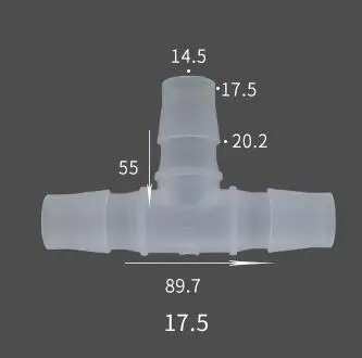 17.5 mm 5/20/50/100 шт. разъем тройник для Пластик соединитель из полипропилена пагода футболка микроорошение фитинги воздушный насос аквариума адаптер T разъем - Цвет: 17.5 mm