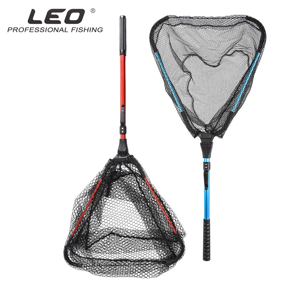 

LEO Outdoor Portable Aluminum alloy Foldable Single Section Fly Fishing Hand Dip Net Fishing Net Black Red Triangle Dip Net Tool