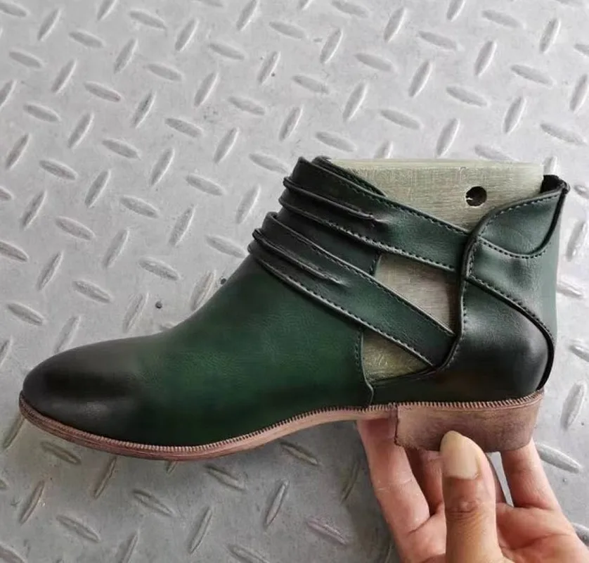 Женские ботильоны большого размера на низком каблуке туфли лодочки с пряжкой