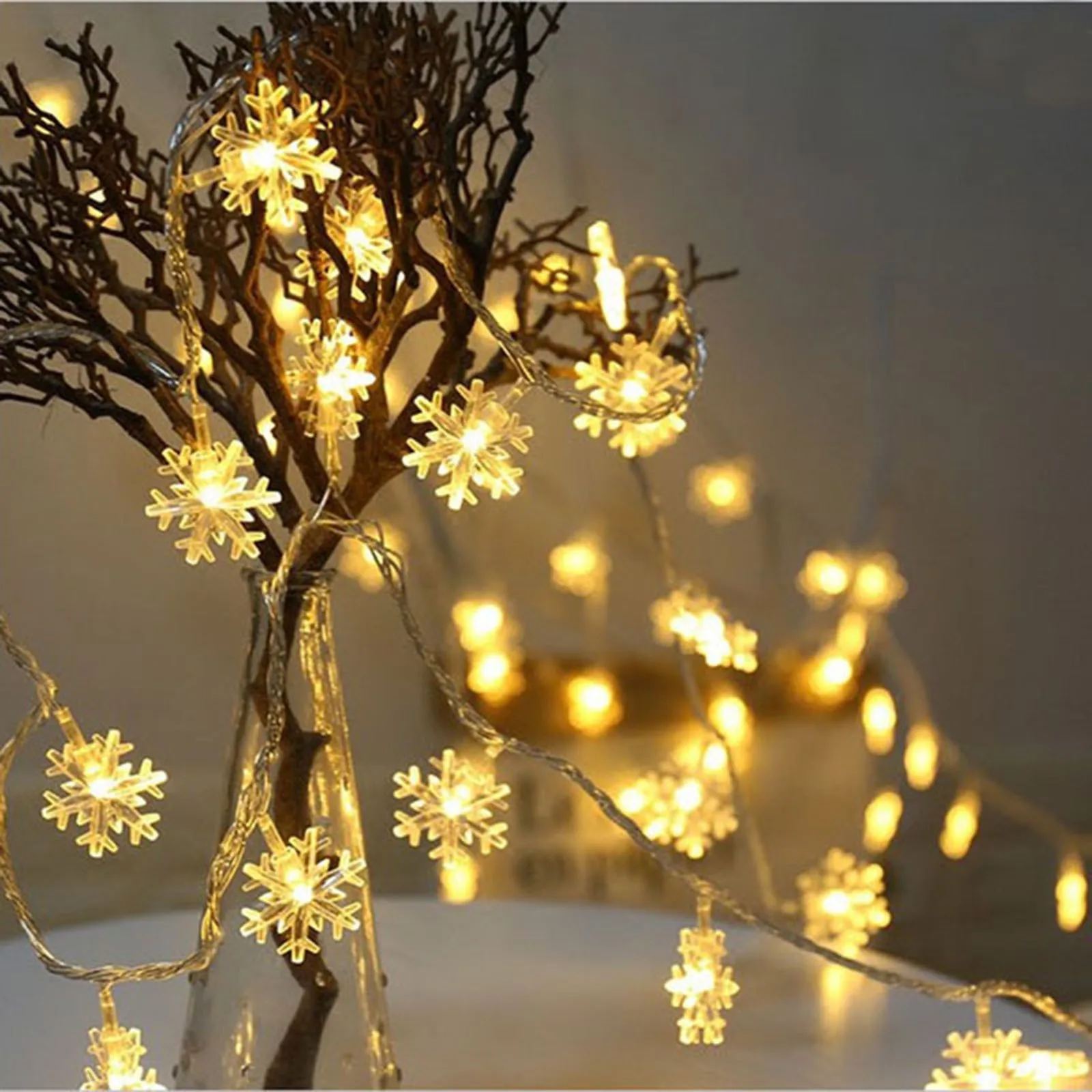 

Snowflake LED String Lights, 10m 100LED Christmas Decoration, Window Bedroom Balcony Xmas Tree New Year Garden Party Fairy Light