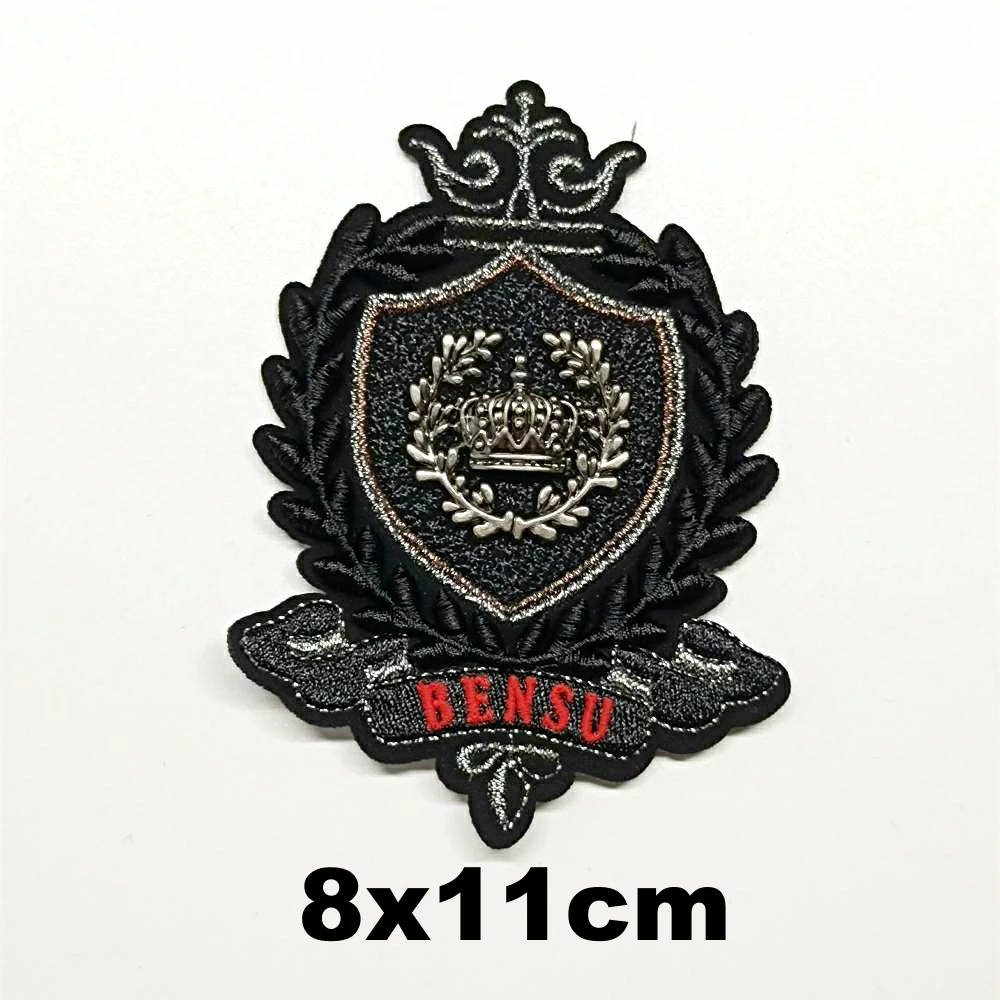 

embroidery metal black crown leaf embroideried patches for clothing DO-3211