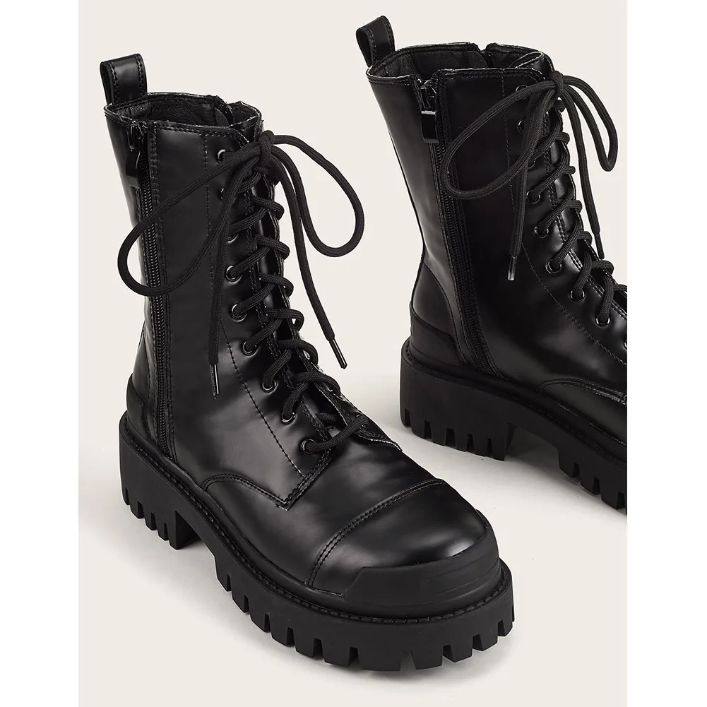 

DoraTasia Brand Design Ladies Chunky Heels Boots Fashion Cross Tied Platform Ankle Boots Women 2020 Party Office Shoes Woman