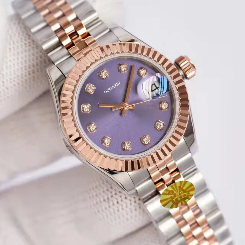 

2021 new ladies watch 28mm 31mm 36mm automatic mechanical sapphire glass purple dial 316 stainless steel clock waterproof 2386