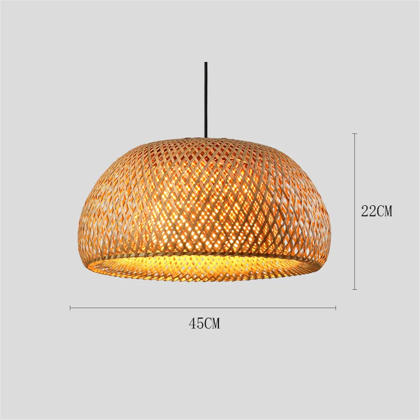 45CM Винтажный Японский подвесной светильник Bamboo светодиодный подвесной светильник ручной работы вязаный подвесной светильник для кухни ресторана подвесной светильник - Цвет корпуса: 45CM