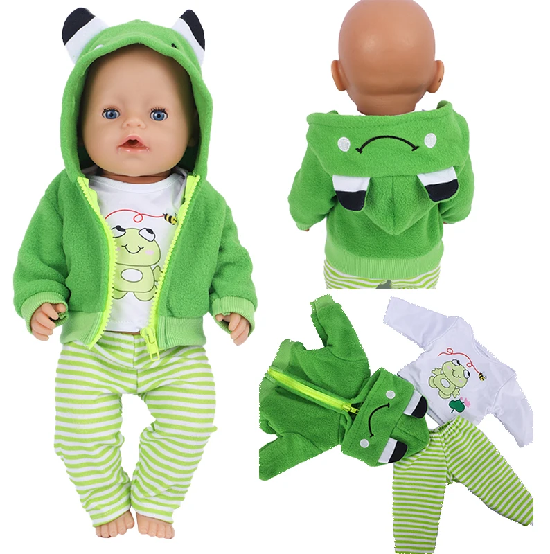 

43cm Doll Clothes 18 Inch Cute Frog Suit Baby New Born Accessories Fit Bjd 1/4 Doll Reborn Dolls For Baby Birthday Gift Toys