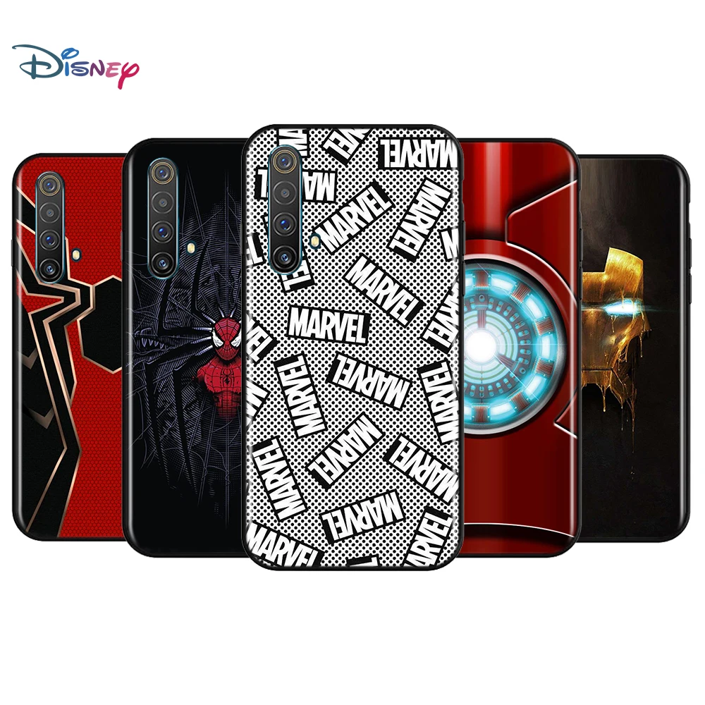 

Silicone Black Cover Marvel Iron Spider man For Realme 2 3 3i 5 5S 5i 6 6i 6S 7 Global X7 Pro 5G Phone Case Shell