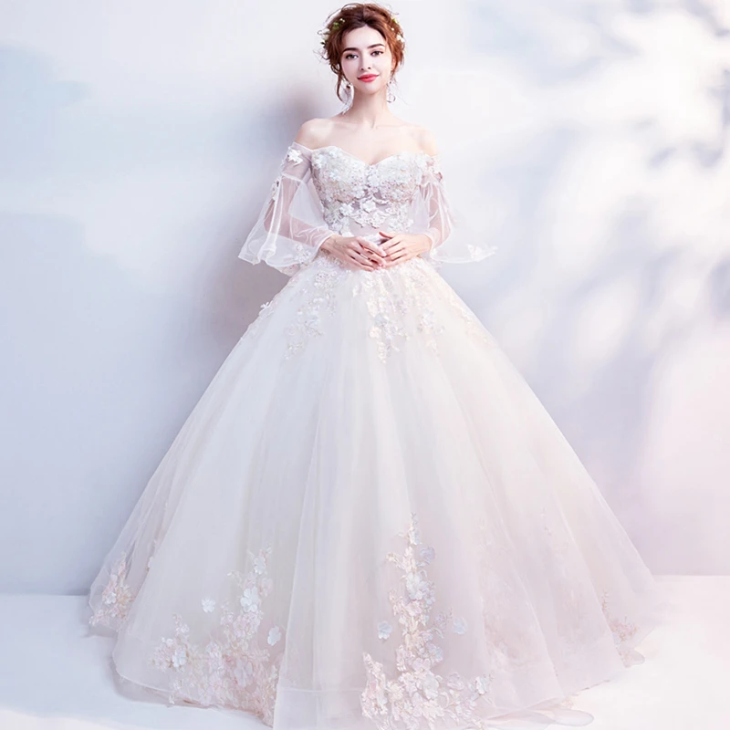 Свадебное платье с длинными рукавами es 2019 Новинка Mrs Win роскошное кружевное