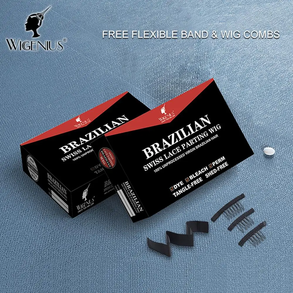 Wigenius 12 дюймов средняя часть тела волна бразильские человеческие волосы парик L
